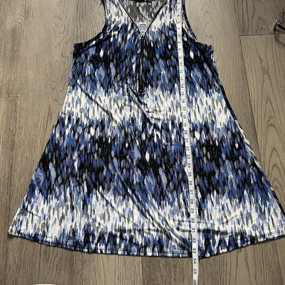 Women's Blue And White Coverup Dress With Zipper Detail Size Large NWT - Picture 11 of 11